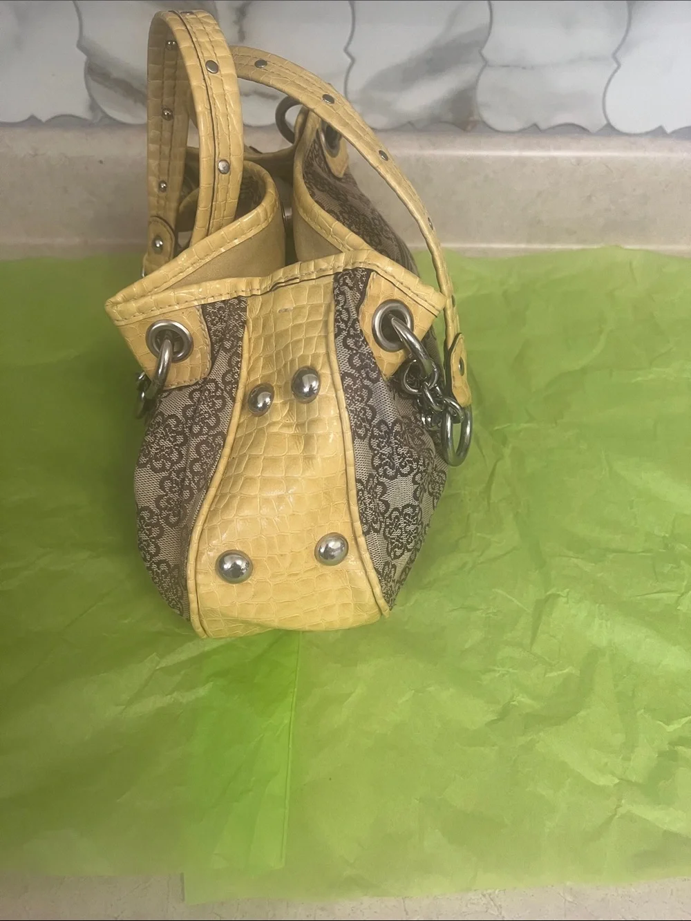 Yellow Kathy Van Zeeland Accent Pattern Print Women's Satchel by